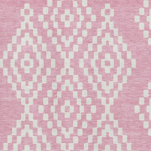 HomeRoots 9' X 12' Pink and Ivory Geometric Area Rug - Washable, UV Protected, Stain Resistant for High-Traffic Spaces 670819