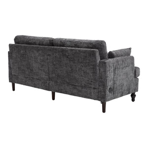 English Elm Modern chenille 2-seater sofa with LED lighting, USB charging, storage pocket, sturdy wood legs Gray W395P318544