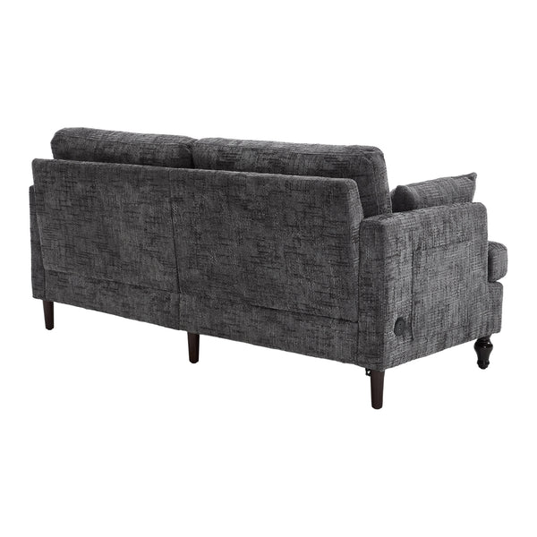 English Elm Modern chenille 2-seater sofa with LED lighting, USB charging, storage pocket, sturdy wood legs Gray W395P318544