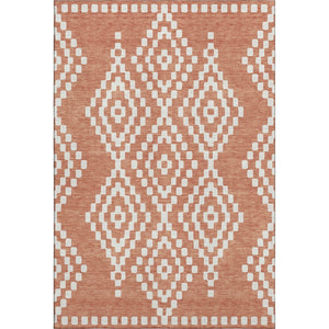 HomeRoots 10' Geometric Salmon & Ivory Washable Area Rug - Durable, UV-Protected, Perfect for Busy Homes! 670826