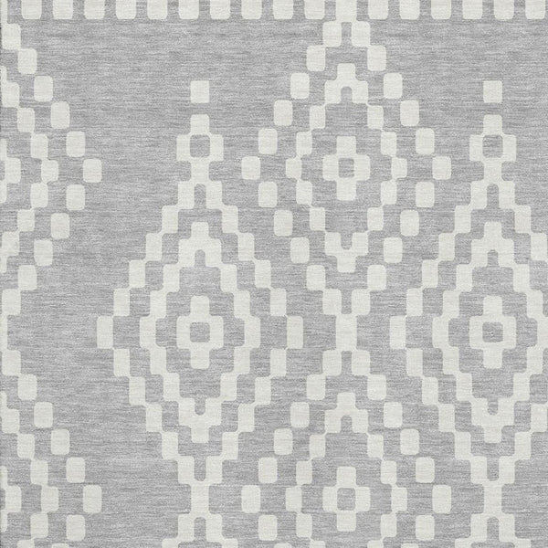HomeRoots 5' X 8' Silver and Ivory Geometric Washable Area Rug with UV Protection for Stylish Homes and Pets 670828