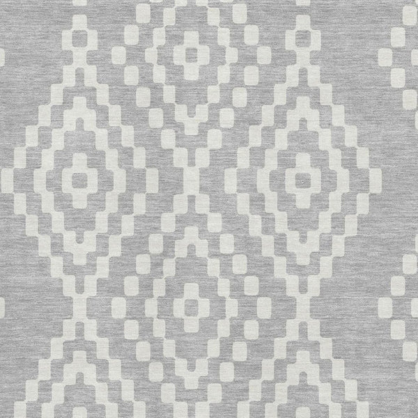 HomeRoots 8' X 10' Stylish Silver and Ivory Geometric Area Rug - Washable, UV Protected, Perfect for High-Traffic Spaces 670830