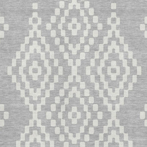 HomeRoots 9' X 12' Stylish Silver and Ivory Geometric Washable Area Rug with UV Protection for Modern Homes 670831
