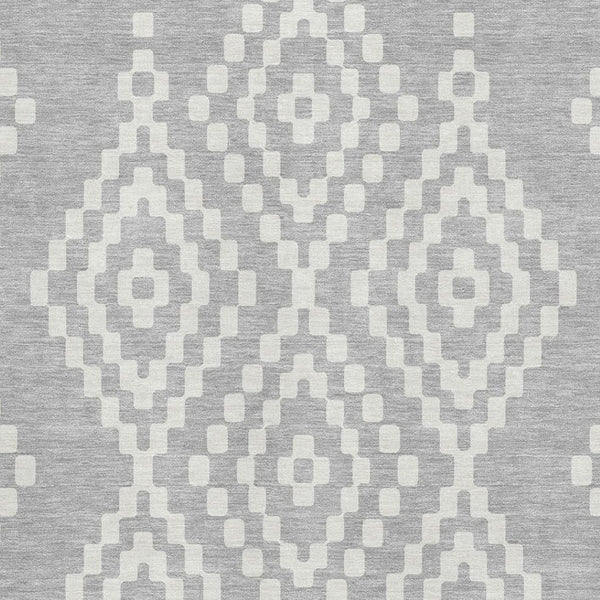 HomeRoots 9' X 12' Stylish Silver and Ivory Geometric Washable Area Rug with UV Protection for Modern Homes 670831