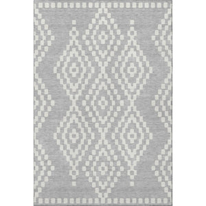 HomeRoots 10' X 14' Stylish Silver and Ivory Geometric Washable Area Rug with UV Protection for High-Traffic Areas 670832