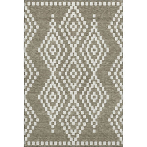 HomeRoots 5' X 8' Taupe and Ivory Geometric Area Rug – Stylish, Washable, Durable, and UV-Protected for Homes 670834