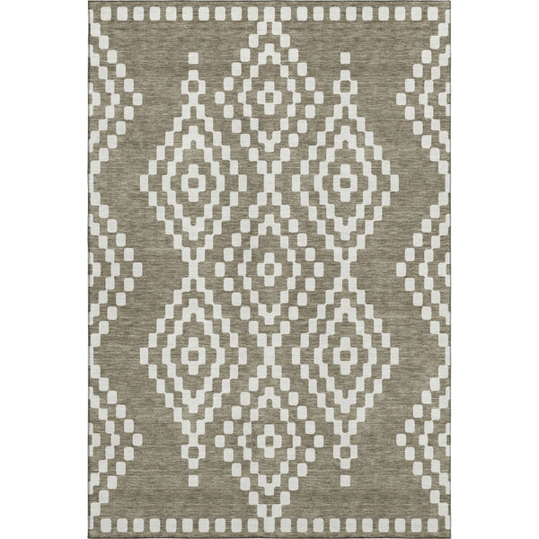 HomeRoots 5' X 8' Taupe and Ivory Geometric Area Rug – Stylish, Washable, Durable, and UV-Protected for Homes 670834