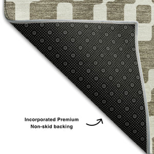 HomeRoots 5' X 8' Taupe and Ivory Geometric Area Rug – Stylish, Washable, Durable, and UV-Protected for Homes 670834