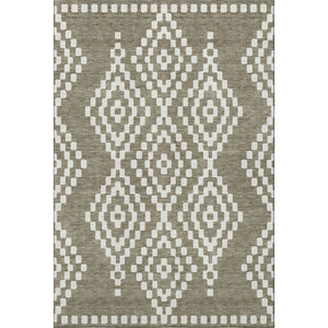 HomeRoots 8' X 10' Stylish Taupe & Ivory Geometric Washable Area Rug with UV Protection for High-Traffic Spaces 670836