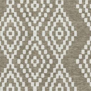 HomeRoots 9' X 12' Taupe & Ivory Geometric Area Rug - Washable, UV Protected, Stain Resistant for Busy Homes 670837