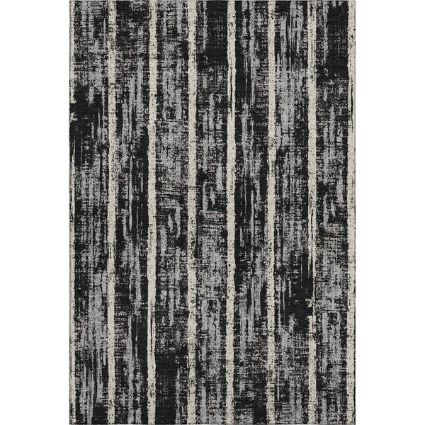 HomeRoots 10' Black Beige Gray Striped Area Rug - Washable, UV Protected, Durable for High-Traffic Spaces 670862