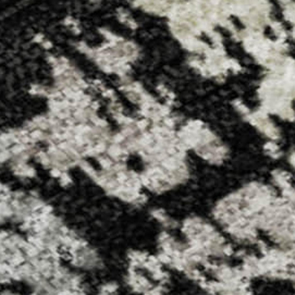 HomeRoots 10' Black Beige Gray Striped Area Rug - Washable, UV Protected, Durable for High-Traffic Spaces 670862