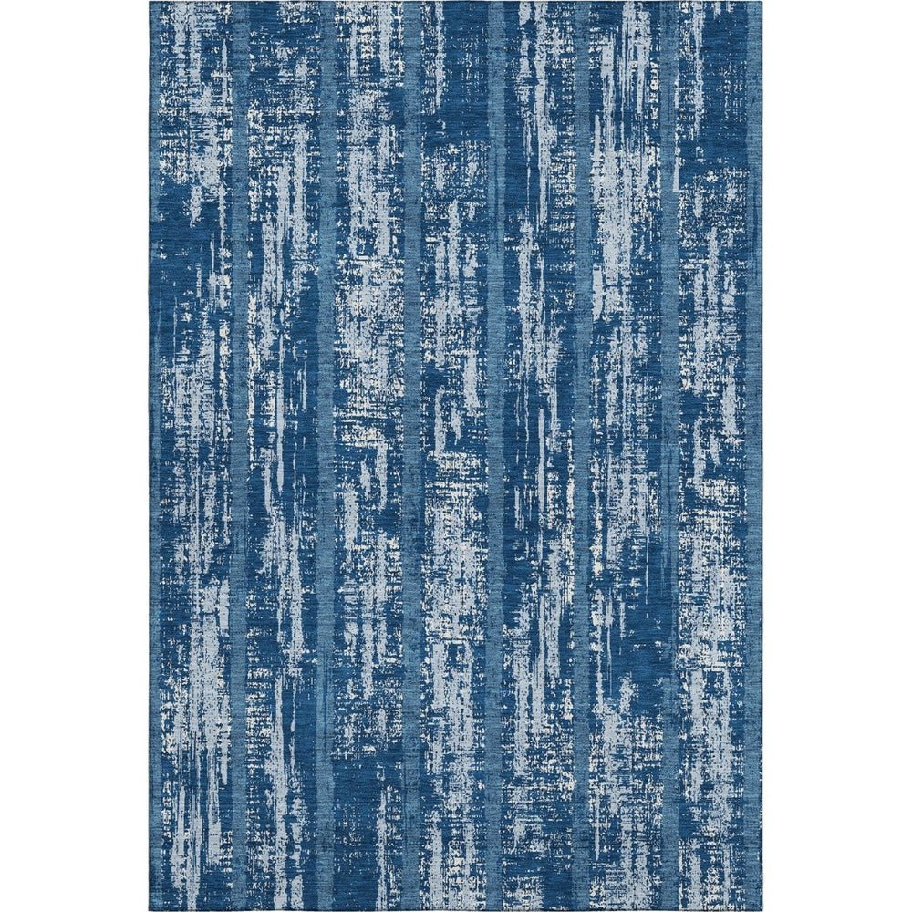 HomeRoots 5' X 8' Striped Blue And Ivory Area Rug with UV Protection – Stylish, Washable, and Durable Design! 670864