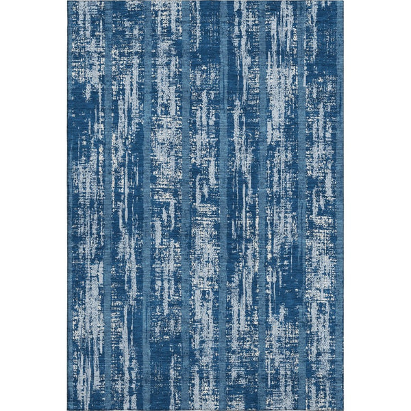 HomeRoots 10' Blue and Ivory Striped Washable Area Rug - UV Protected, Durable, Perfect for Family Spaces 670868