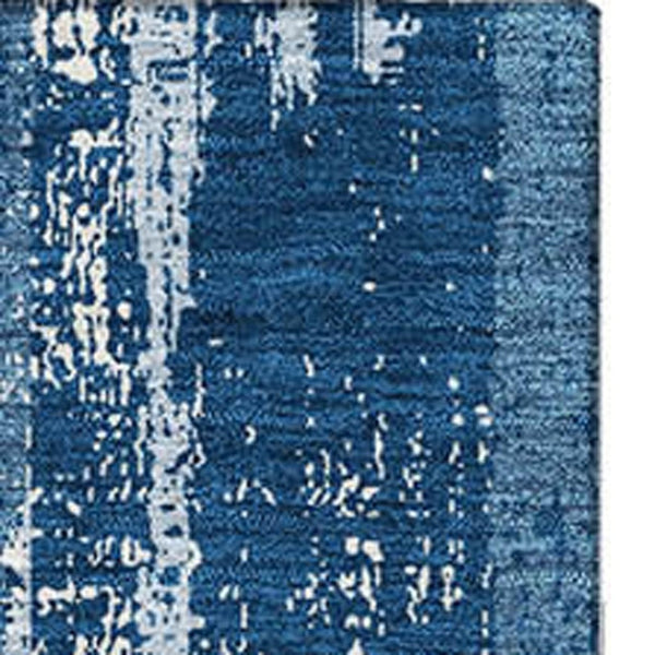 HomeRoots 10' Blue and Ivory Striped Washable Area Rug - UV Protected, Durable, Perfect for Family Spaces 670868