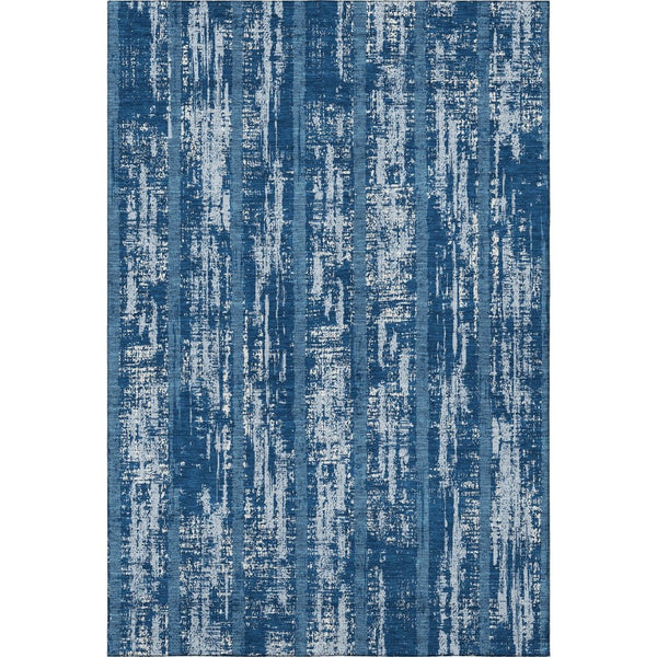 HomeRoots 10' Blue and Ivory Striped Washable Area Rug - UV Protected, Durable, Perfect for Family Spaces 670868