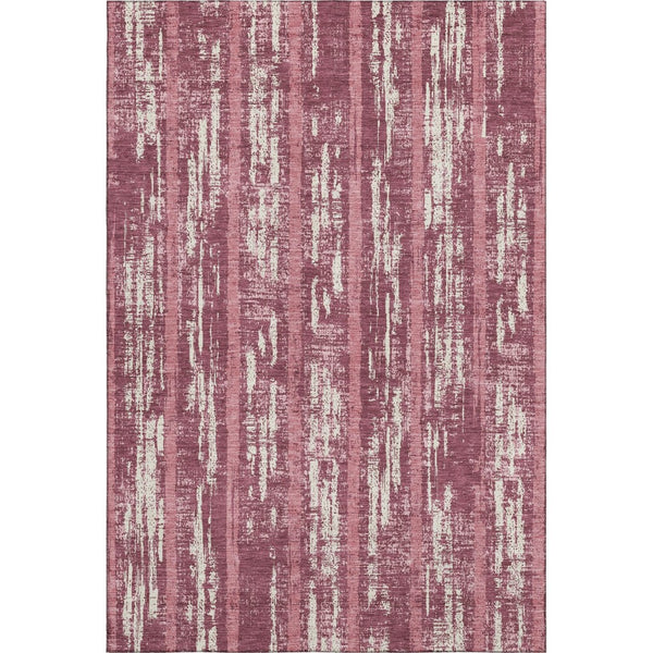 HomeRoots 9' X 12' Blush and Ivory Striped Area Rug - Soft, Durable, Stain-Resistant, UV Protected for Family Spaces 670873