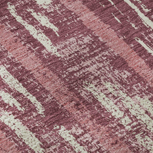 HomeRoots 9' X 12' Blush and Ivory Striped Area Rug - Soft, Durable, Stain-Resistant, UV Protected for Family Spaces 670873