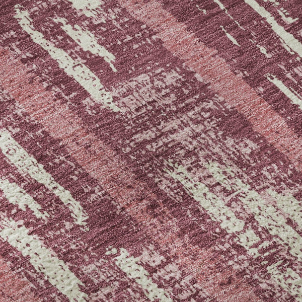HomeRoots 9' X 12' Blush and Ivory Striped Area Rug - Soft, Durable, Stain-Resistant, UV Protected for Family Spaces 670873