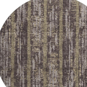 HomeRoots 8' Chocolate and Taupe Striped Washable Round Rug - Durable, Stain Resistant, UV Protected Design! 670877
