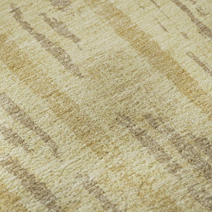 HomeRoots 8' Gold and Beige Striped Washable Round Rug - Durable, Stain-Resistant, UV Protected for High-Traffic Areas 670883