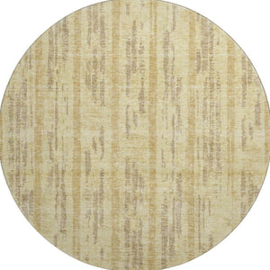 HomeRoots 8' Gold and Beige Striped Washable Round Rug - Durable, Stain-Resistant, UV Protected for High-Traffic Areas 670883