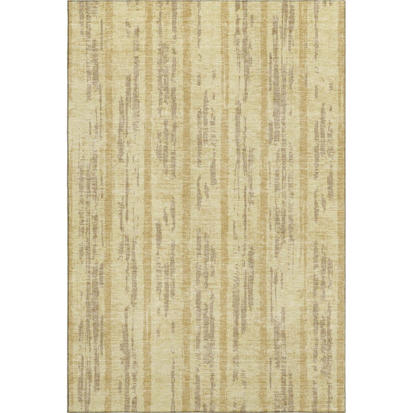 HomeRoots 8' X 10' Gold and Beige Striped Washable Area Rug - Durable, Stain Resistant, UV Protected for Homes 670884