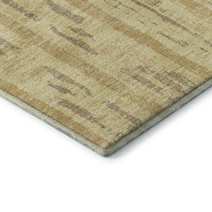 HomeRoots 8' X 10' Gold and Beige Striped Washable Area Rug - Durable, Stain Resistant, UV Protected for Homes 670884