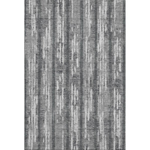 HomeRoots 8' X 10' Gray and Silver Striped Area Rug - Washable, UV Protected, Durable Design for Any Space 670890