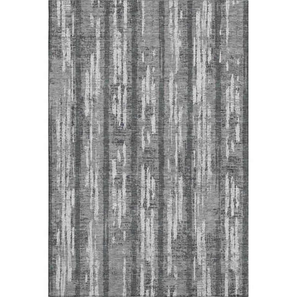 HomeRoots 8' X 10' Gray and Silver Striped Area Rug - Washable, UV Protected, Durable Design for Any Space 670890