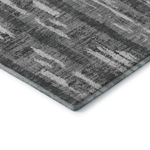 HomeRoots 8' X 10' Gray and Silver Striped Area Rug - Washable, UV Protected, Durable Design for Any Space 670890