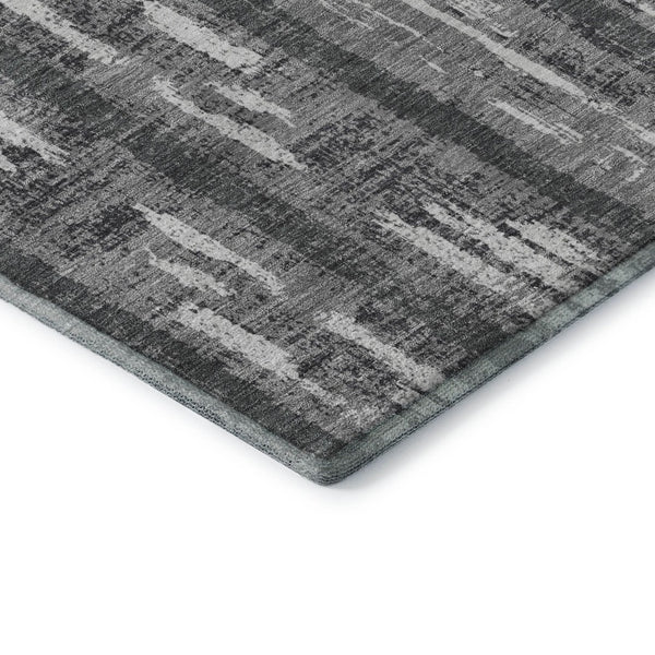 HomeRoots 8' X 10' Gray and Silver Striped Area Rug - Washable, UV Protected, Durable Design for Any Space 670890