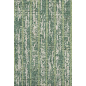 HomeRoots 5' X 8' Green and Beige Striped Area Rug - Washable, Stain Resistant & UV Protected for Your Home! 670894