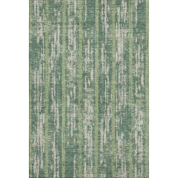 HomeRoots 5' X 8' Green and Beige Striped Area Rug - Washable, Stain Resistant & UV Protected for Your Home! 670894