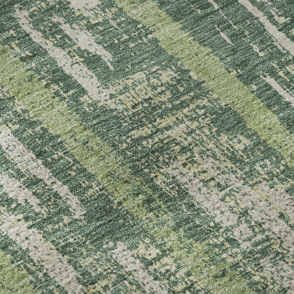 HomeRoots 5' X 8' Green and Beige Striped Area Rug - Washable, Stain Resistant & UV Protected for Your Home! 670894