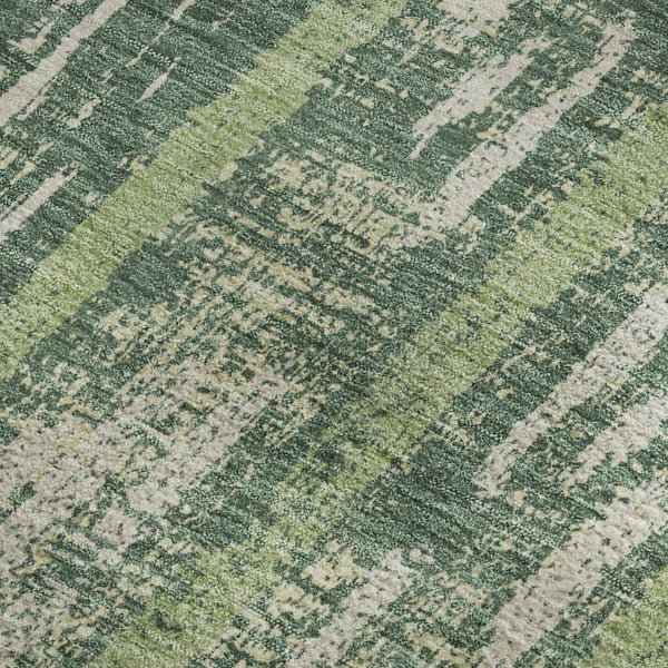 HomeRoots 5' X 8' Green and Beige Striped Area Rug - Washable, Stain Resistant & UV Protected for Your Home! 670894