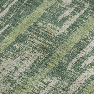 HomeRoots 10' X 14' Striped Washable Area Rug in Green and Beige - UV Protected, Stain Resistant, Soft Comfort 670898