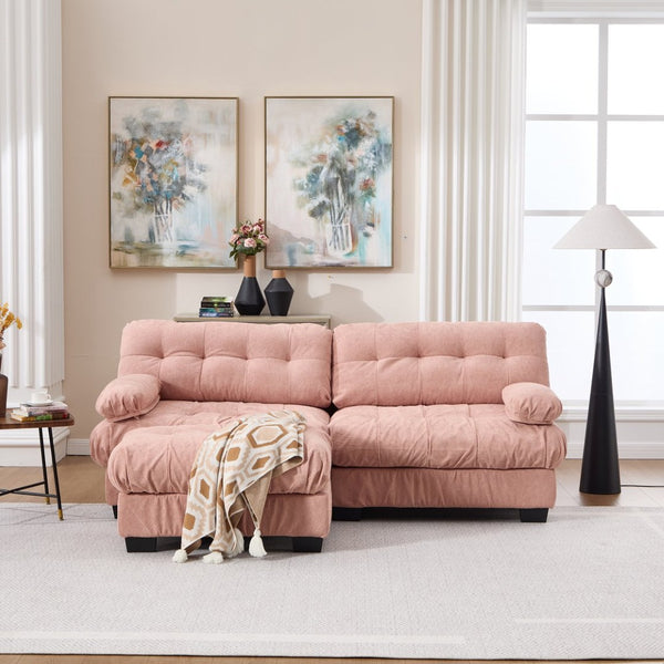 English Elm Modular Cloud Sectional with Ottoman Deep Seat Flannelette Sofa for Living Room Pink W2120S00024