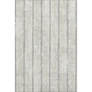 HomeRoots 8' X 10' Ivory and Beige Striped Area Rug - Washable, UV Protected, Ideal for Busy Homes & Stylish Decor 670902