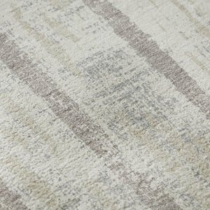 HomeRoots 8' X 10' Ivory and Beige Striped Area Rug - Washable, UV Protected, Ideal for Busy Homes & Stylish Decor 670902