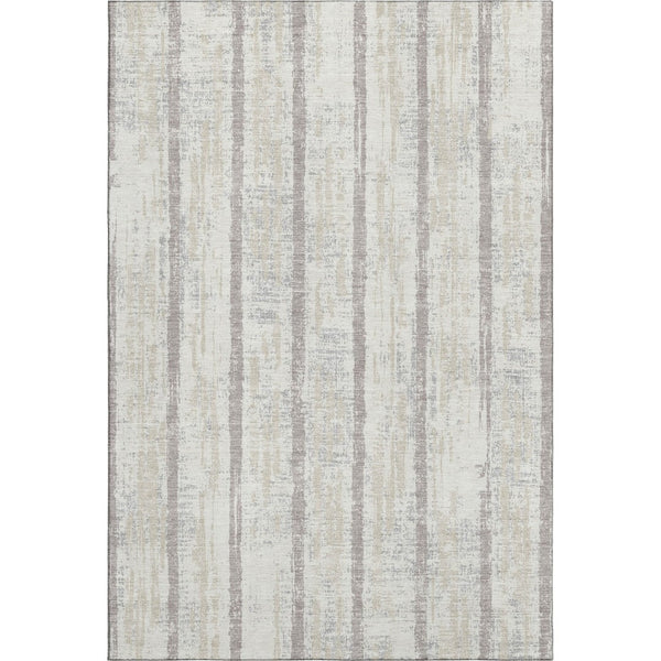 HomeRoots 9' X 12' Ivory And Beige Striped Washable Area Rug - Durable, Stain-Resistant & UV Protected for Homes 670903