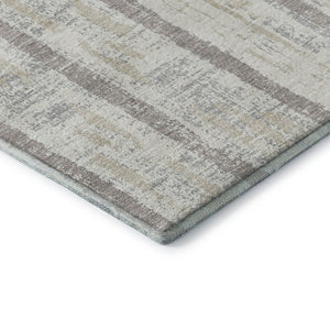HomeRoots 10' X 14' Ivory and Beige Striped Area Rug - Stylish, Washable, UV Protected for Busy Homes & Decor 670904