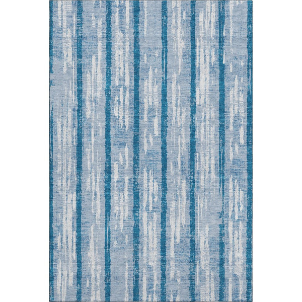 HomeRoots 5' X 8' Washable Navy Blue & Ivory Striped Area Rug - UV Resistant, Durable, Stylish for Any Space 670906