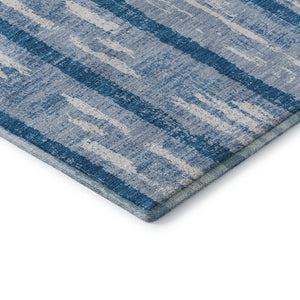 HomeRoots 5' X 8' Washable Navy Blue & Ivory Striped Area Rug - UV Resistant, Durable, Stylish for Any Space 670906