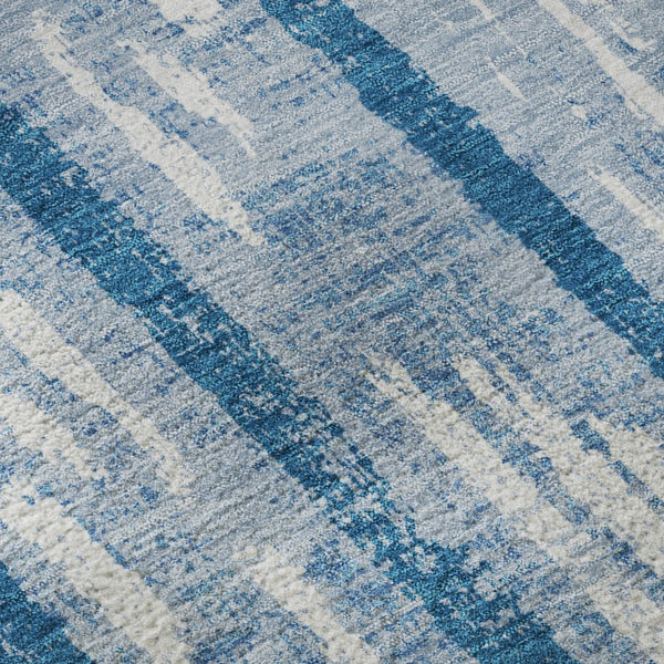 HomeRoots 5' X 8' Washable Navy Blue & Ivory Striped Area Rug - UV Resistant, Durable, Stylish for Any Space 670906
