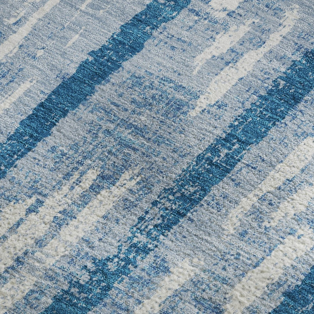 HomeRoots 5' X 8' Washable Navy Blue & Ivory Striped Area Rug - UV Resistant, Durable, Stylish for Any Space 670906
