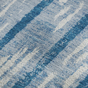 HomeRoots 5' X 8' Washable Navy Blue & Ivory Striped Area Rug - UV Resistant, Durable, Stylish for Any Space 670906