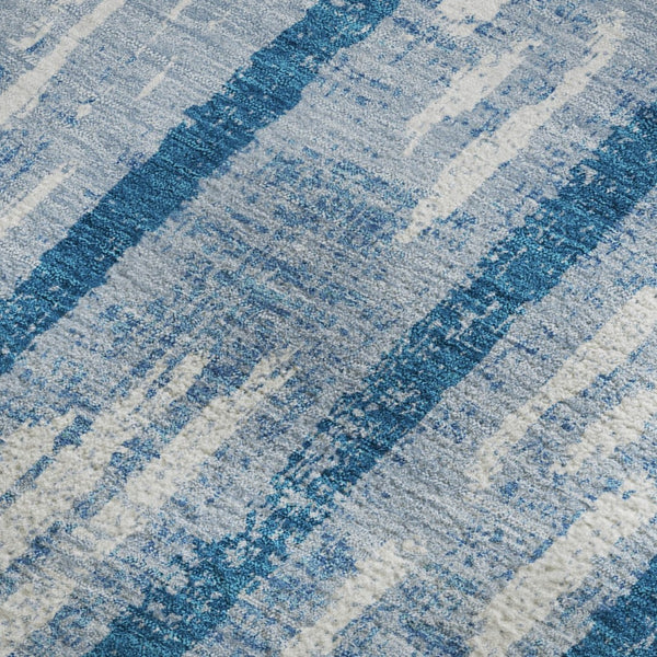HomeRoots 5' X 8' Washable Navy Blue & Ivory Striped Area Rug - UV Resistant, Durable, Stylish for Any Space 670906