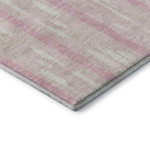 HomeRoots 8' Pink And Ivory Striped Round Rug - Washable, UV Protected, Soft, Durable for Homes with Kids & Pets 670919