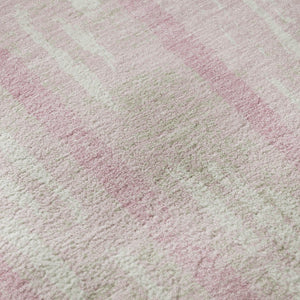 HomeRoots 8' Pink And Ivory Striped Round Rug - Washable, UV Protected, Soft, Durable for Homes with Kids & Pets 670919